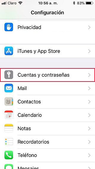 Paso 2 configuración correo en iPhone o iPad