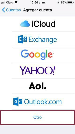 Paso 4 configuración correo en iPhone o iPad