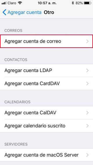 Paso 5 configuración correo en iPhone o iPad