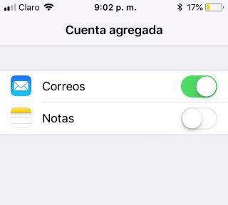 Paso 9 configuración correo en iPhone o iPad
